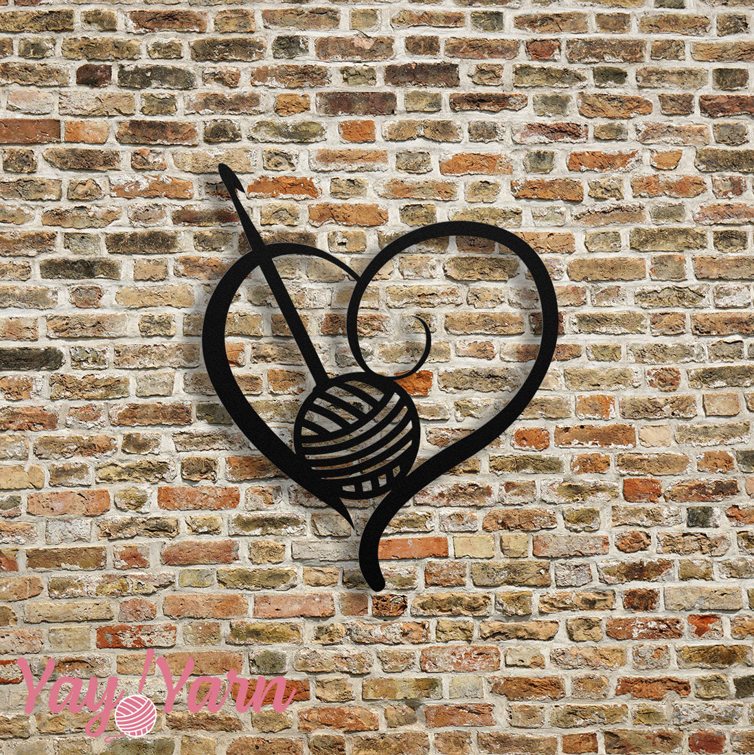 Crochet Heart Metal Wall Art