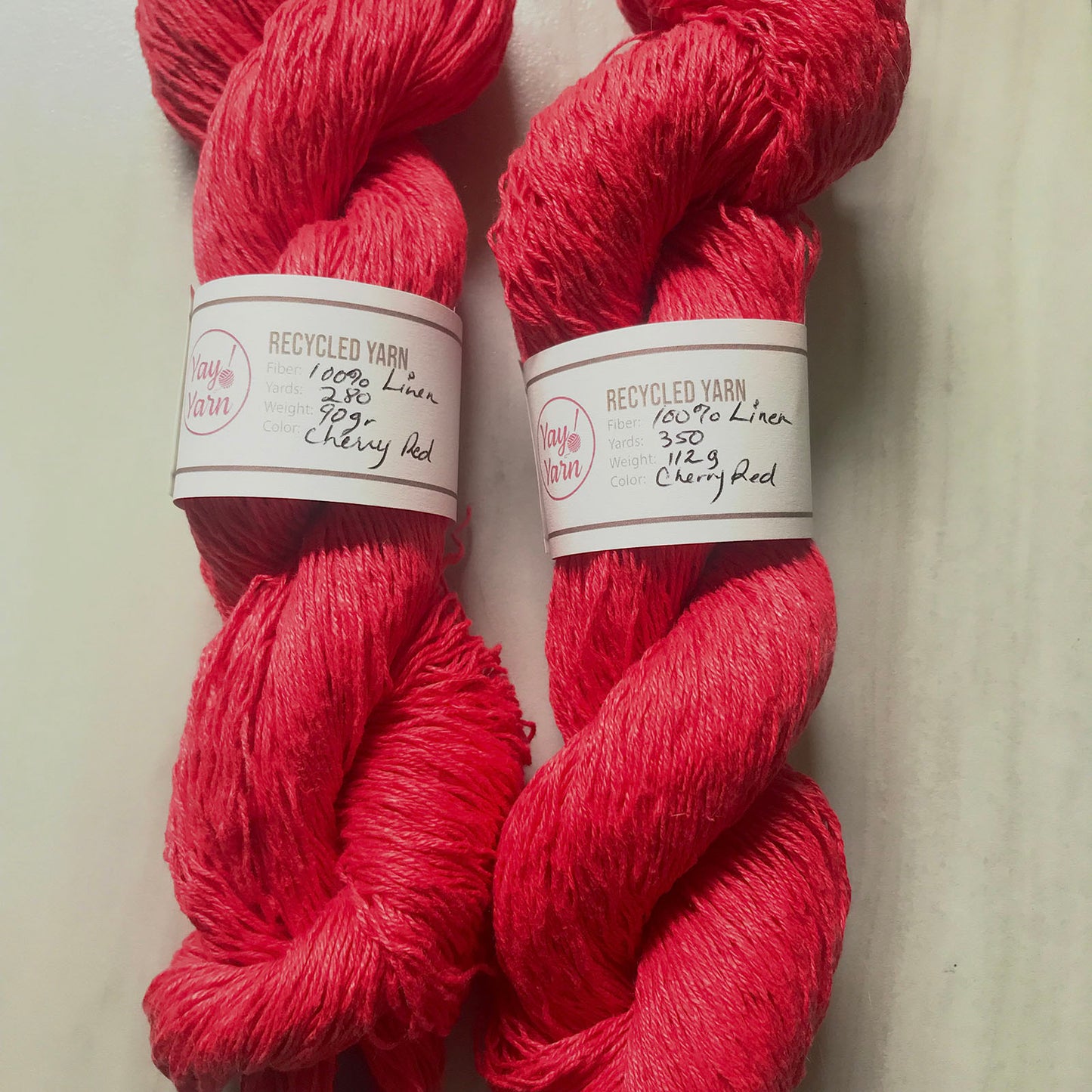 RECYCLED 100% Linen Yarn - Maraschino Cherry Red